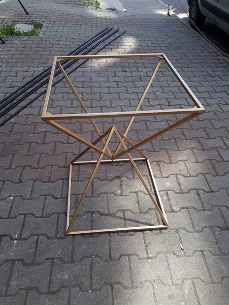 Gold Geometrik Masa Ayağı, Ferforje Masa | Özbir Ferforje