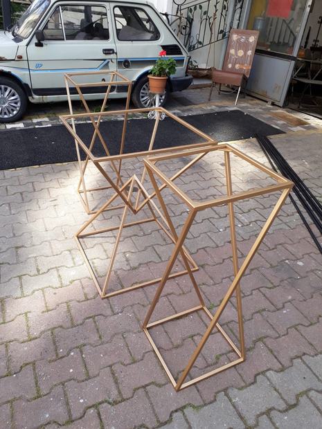 Gold Geometrik Sehpa Ayağı Takımı, Ferforje Masa | Özbir Ferforje